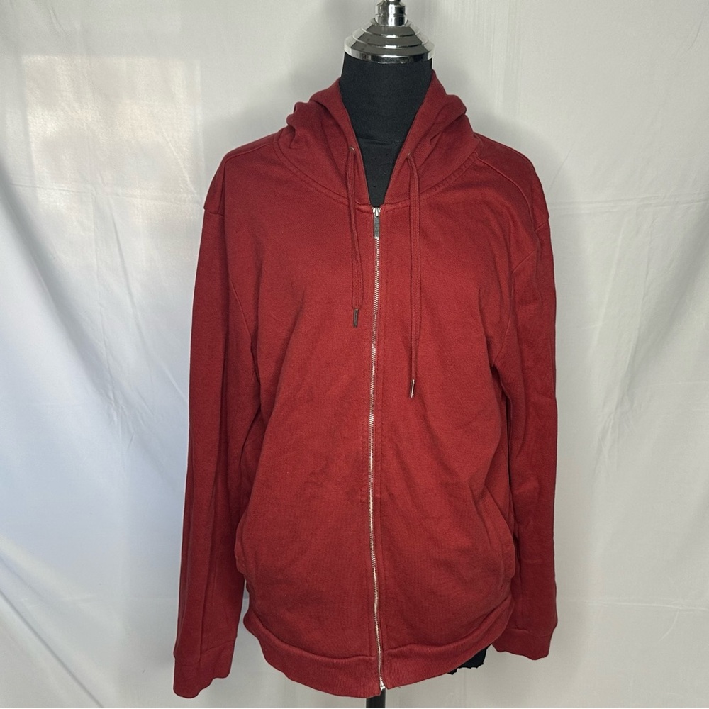 Zara Men's Zip-Up Red hoodie